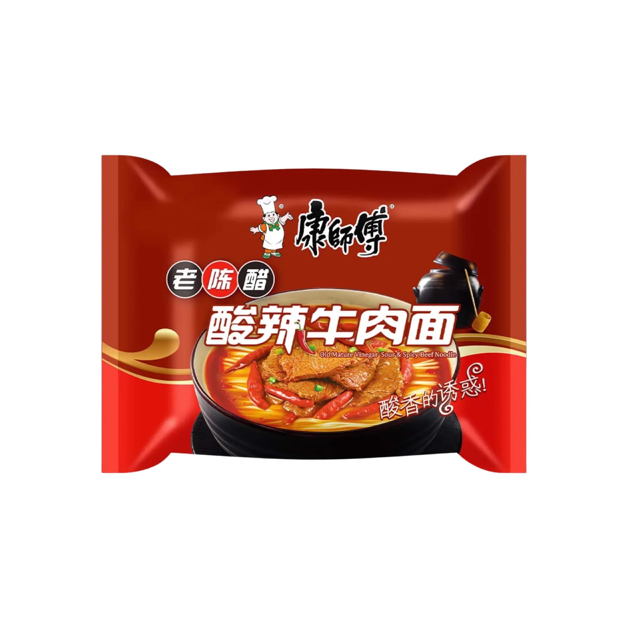 Master Kong Old Mature Vinegar Sour & Spicy Beef Noodle 康師傅-老陳醋酸辣牛肉麵 